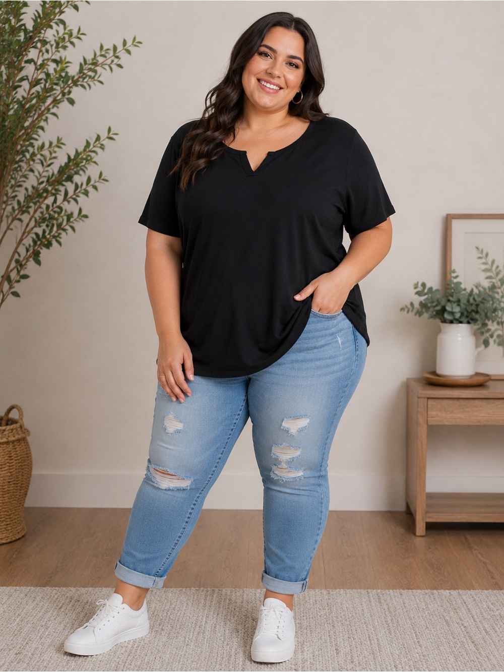 ✨ Terra & Sky Women’s Plus 2X Black Short Sleeve Top ✨